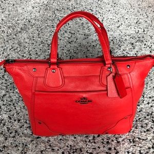 Mickie Cardinal Red Grain Leather Satchel